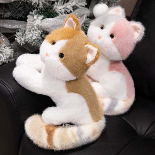 Simulation truffle cat plush doll cartoon table with kitten doll plush toy office decoration gift company