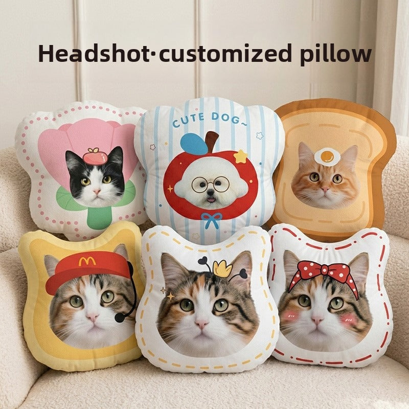 Come to the picture to customize the pet avatar big head special-shaped throw pillow, customize the surrounding cute doll double-sided pillow creative gift