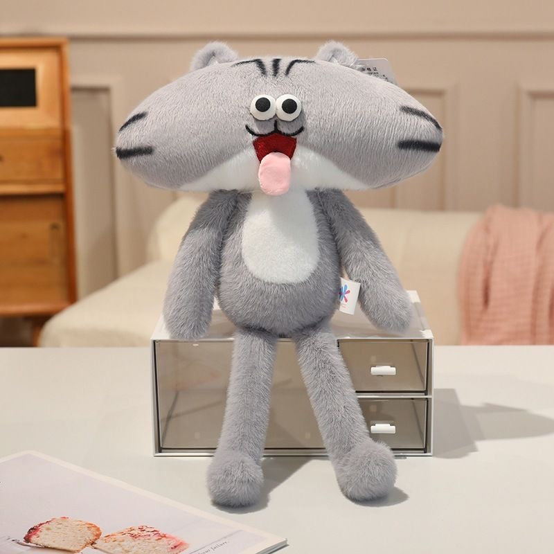 Playful cat plush with long limbs funny design cat lover gift