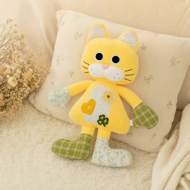Orange Cat Plushie with Big Eyes | Patchwork Long Leg Stuffed Animal