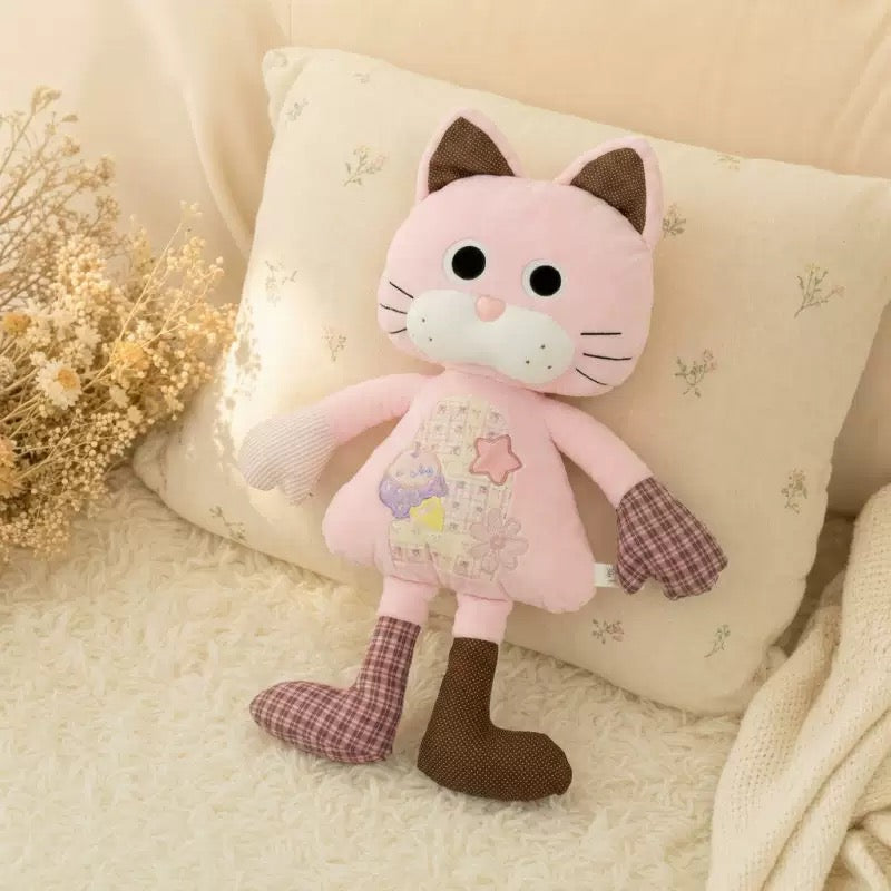 Orange Cat Plushie with Big Eyes | Patchwork Long Leg Stuffed Animal