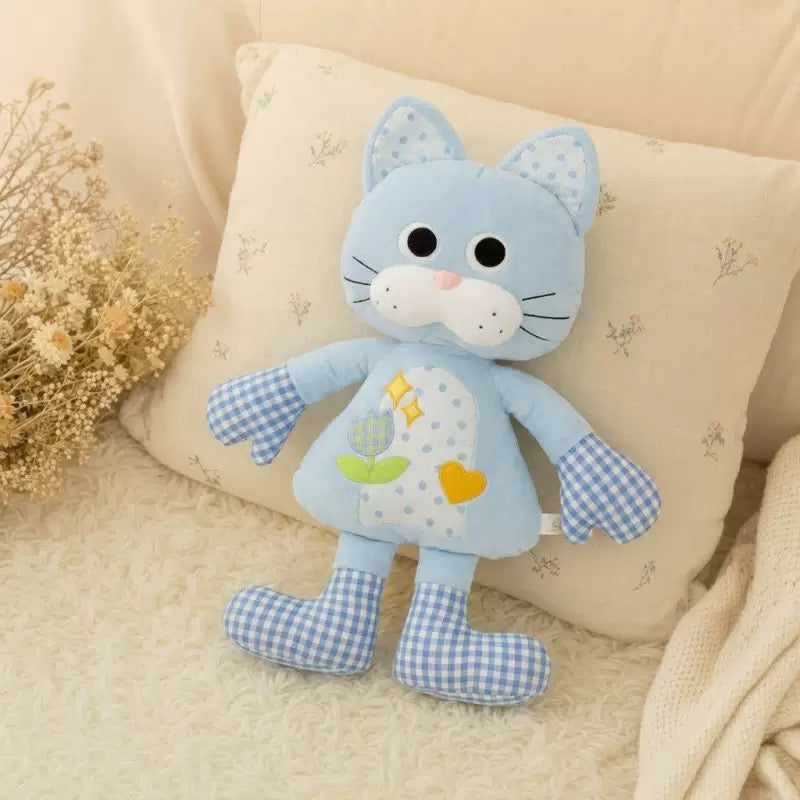 Orange Cat Plushie with Big Eyes | Patchwork Long Leg Stuffed Animal