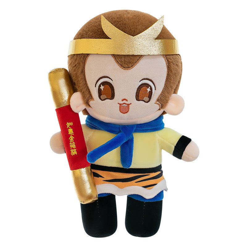 Cartoon Monkey King doll Sun Wukong Qitian Dasheng plush toy children's doll sleeping pillow doll bubble
