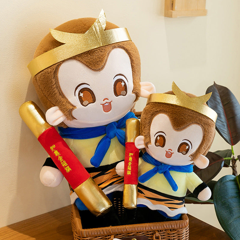 Cartoon Monkey King doll Sun Wukong Qitian Dasheng plush toy children's doll sleeping pillow doll bubble
