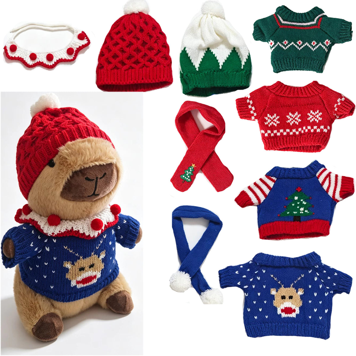 Kawaii Capybara Dress-Up Plush Toy Set with Removable Outfits & Bag Charms