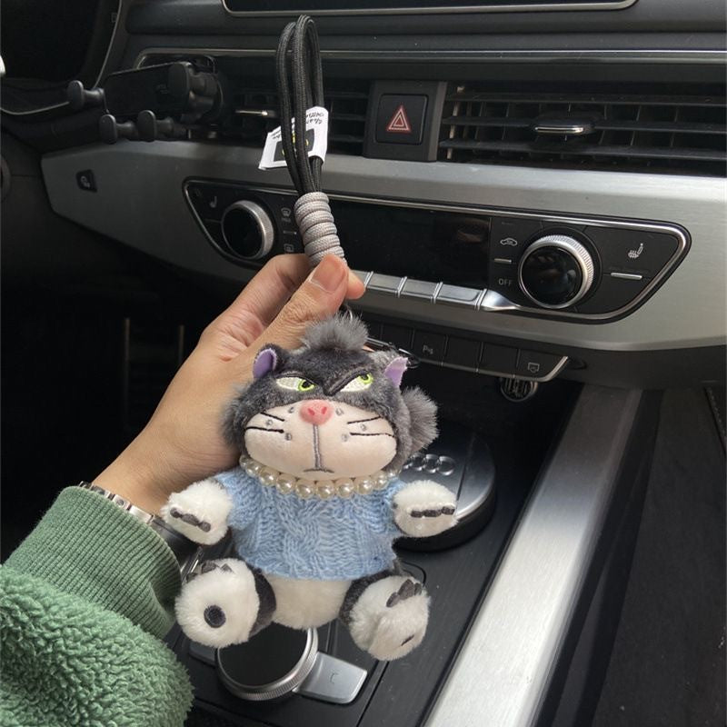 Cute plush pendant cat sweater pearl car keychain pendant girls creative gift giving tide