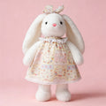Stuffed Bunny In Floral Dress | Long Ear Bunny Plushie