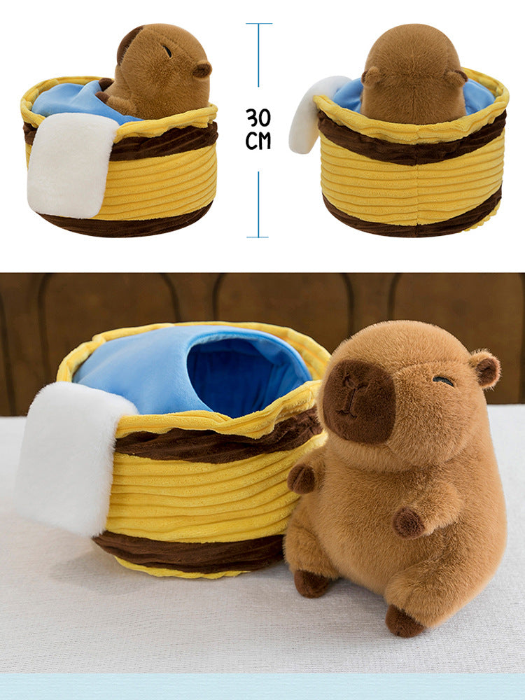 Bathtub‑Themed Capybara Plush Toy, Cute Kawaii Stuffed Capybara Doll for Birthday Gift