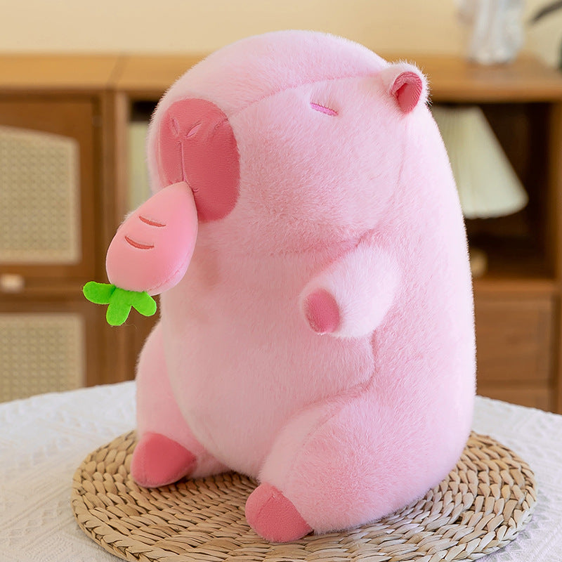 Pink Capybara Plush With Watermelon Slice | Cute Kawaii Stuffed Animal