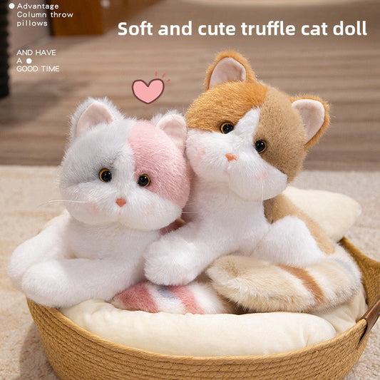 Simulation truffle cat plush doll cartoon table with kitten doll plush toy office decoration gift company