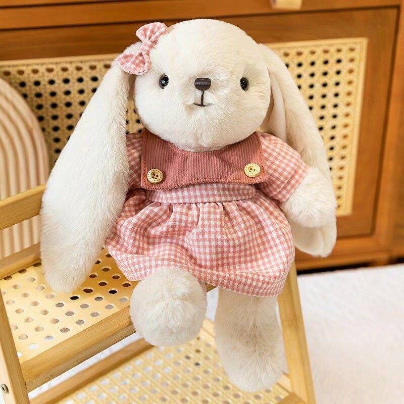 Mousse Rabbit Floral Dress Annie Rabbit Plush Doll Lace Long-eared Rabbit Doll Girl Gift Soothing Ragdoll