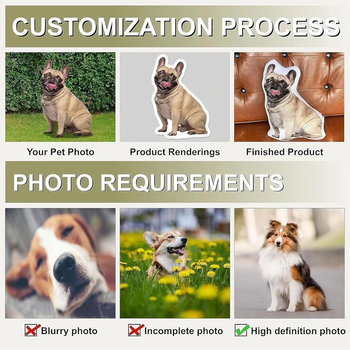 Pet special-shaped throw pillow 3D visual double-sided color picture Customized according to the picture Environmental protection material Removable and washable