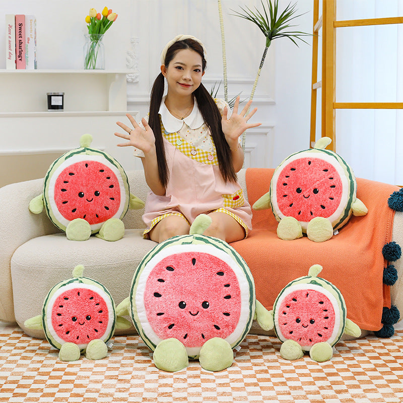 Creative cute expression watermelon doll plush toy big watermelon doll home pillow children's soothing cloth
