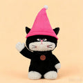 Kawaii Black and White Cat Plush Toy with Pink Hat & Soft Stuffed Animal Pillow