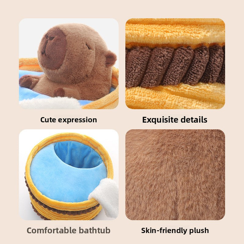 Bathtub‑Themed Capybara Plush Toy, Cute Kawaii Stuffed Capybara Doll for Birthday Gift