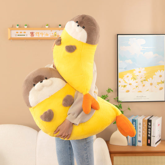 New sushi fried shrimp baby seal plush doll super soft bed throw pillow funny birthday gift wholesale doll