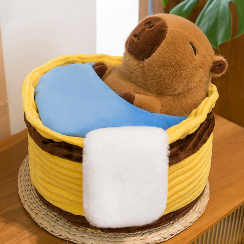 Bathtub‑Themed Capybara Plush Toy, Cute Kawaii Stuffed Capybara Doll for Birthday Gift