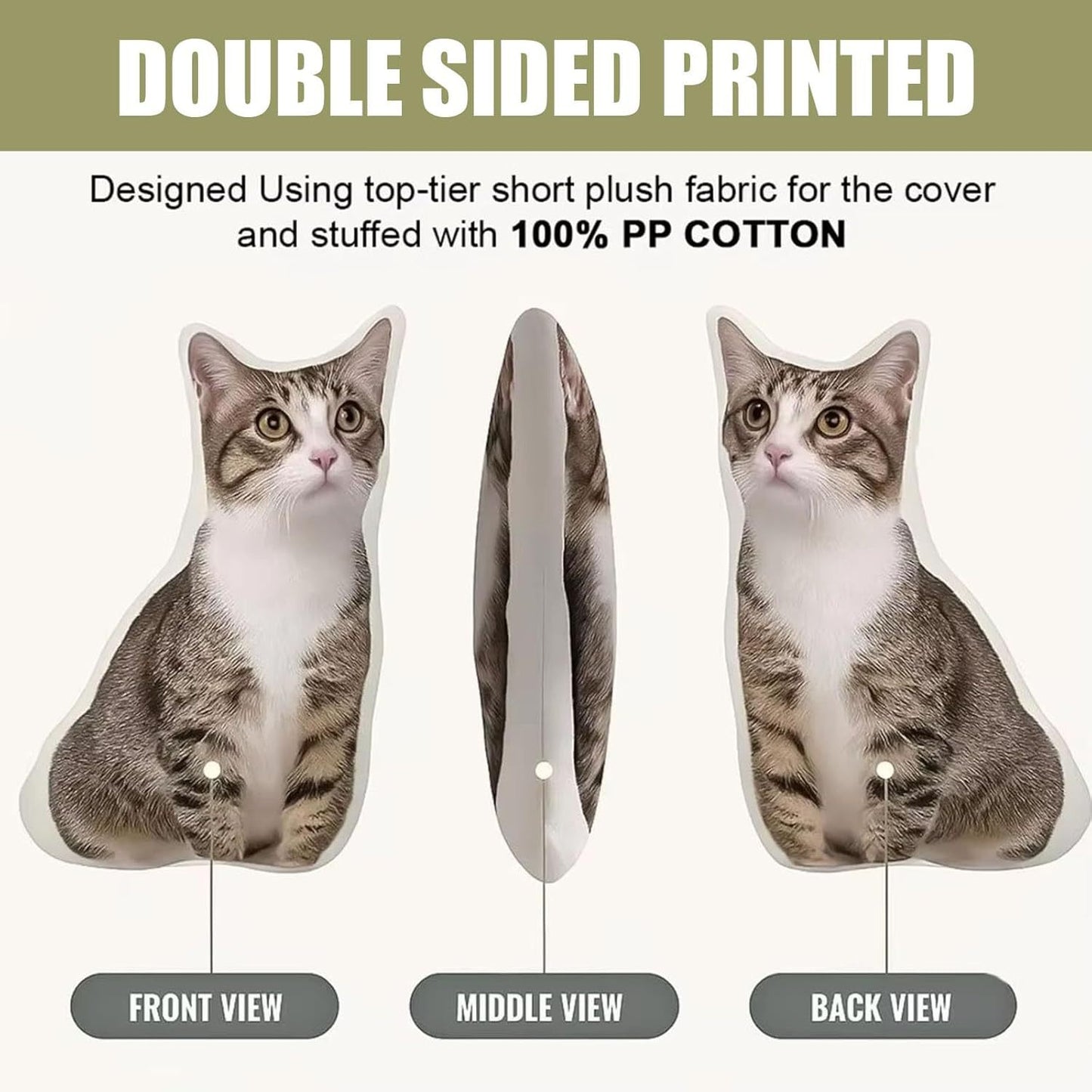Pet special-shaped throw pillow 3D visual double-sided color picture Customized according to the picture Environmental protection material Removable and washable