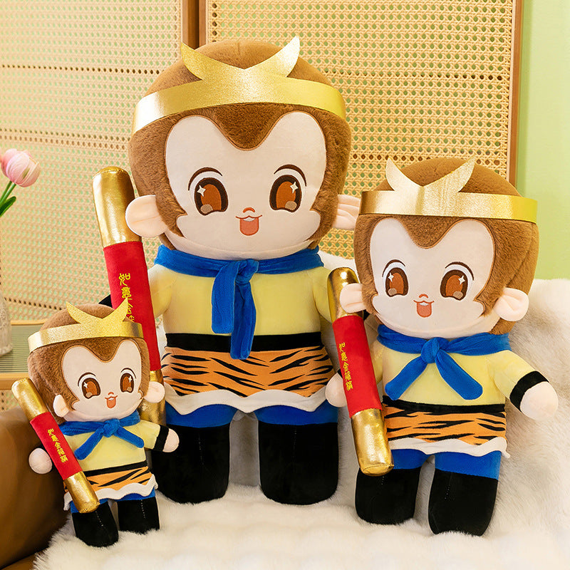 Cartoon Monkey King doll Sun Wukong Qitian Dasheng plush toy children's doll sleeping pillow doll bubble