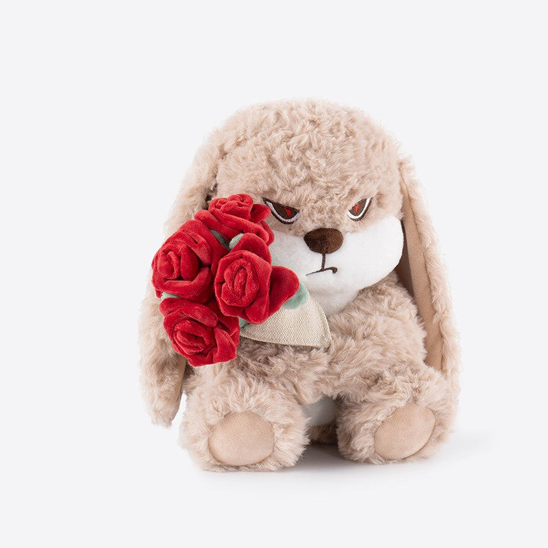 Popular plush rose long-eared rabbit doll cute rabbit plush toy doll for girls