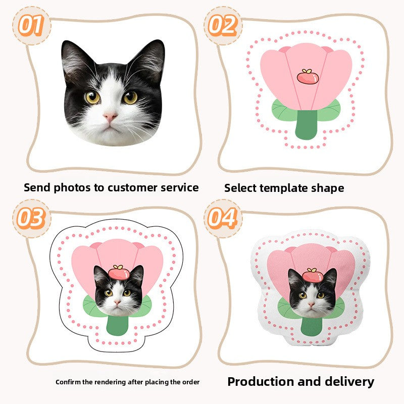 Come to the picture to customize the pet avatar big head special-shaped throw pillow, customize the surrounding cute doll double-sided pillow creative gift