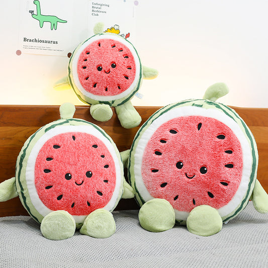 Creative cute expression watermelon doll plush toy big watermelon doll home pillow children's soothing cloth