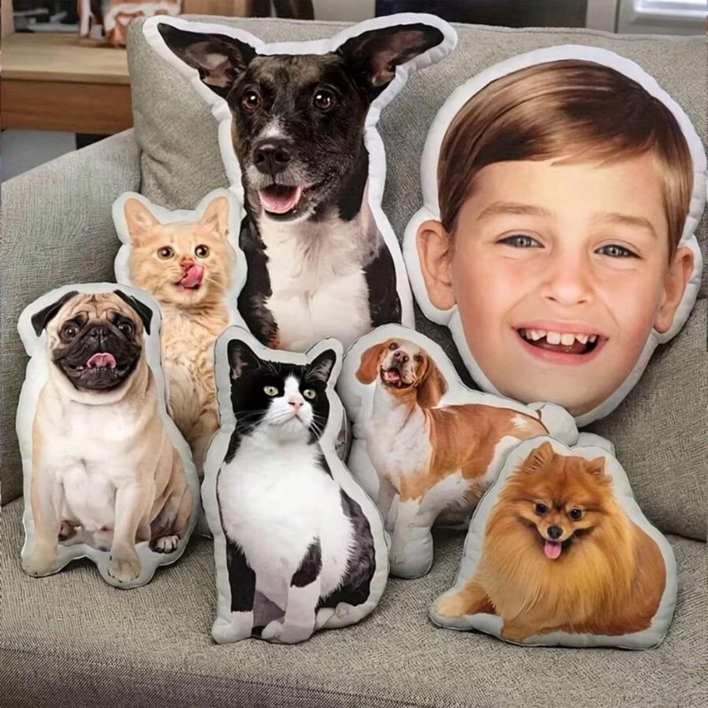 Pet special-shaped throw pillow 3D visual double-sided color picture Customized according to the picture Environmental protection material Removable and washable