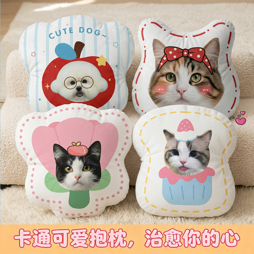 Come to the picture to customize the pet avatar big head special-shaped throw pillow, customize the surrounding cute doll double-sided pillow creative gift