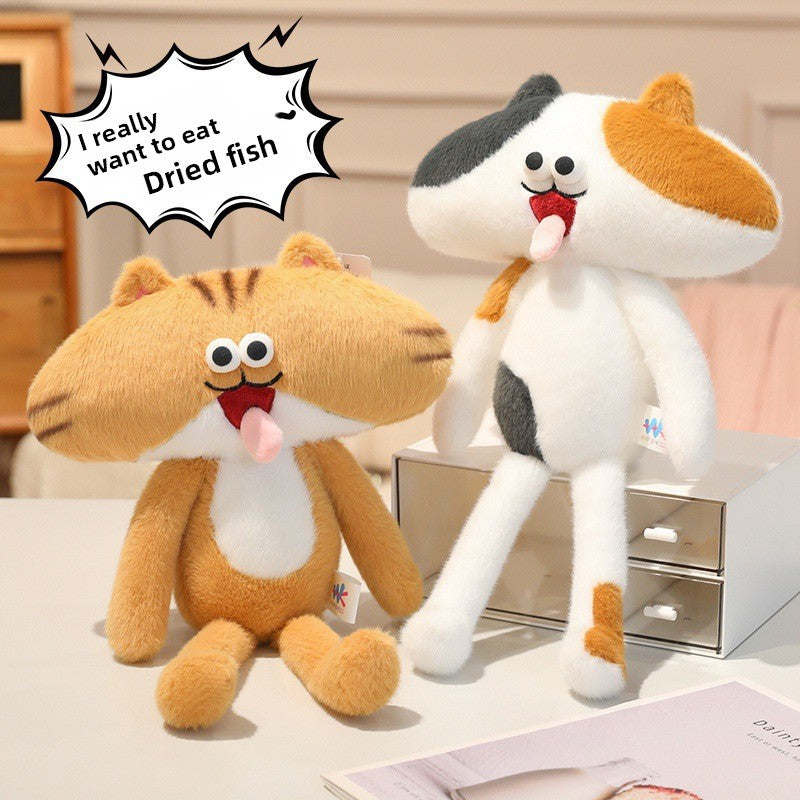 Squishy big‑head cat plushie googly eyes tabby stuffed toy