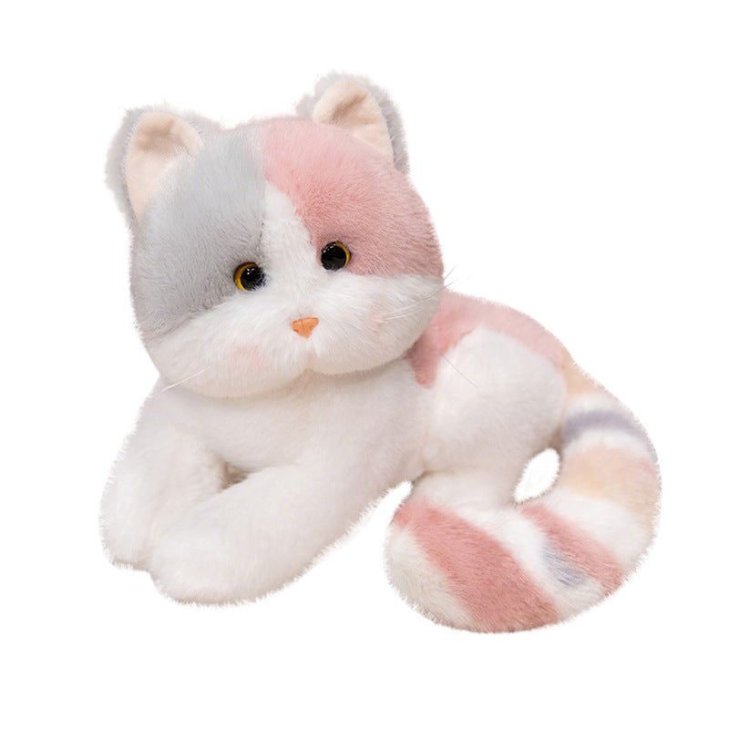 Simulation truffle cat plush doll cartoon table with kitten doll plush toy office decoration gift company