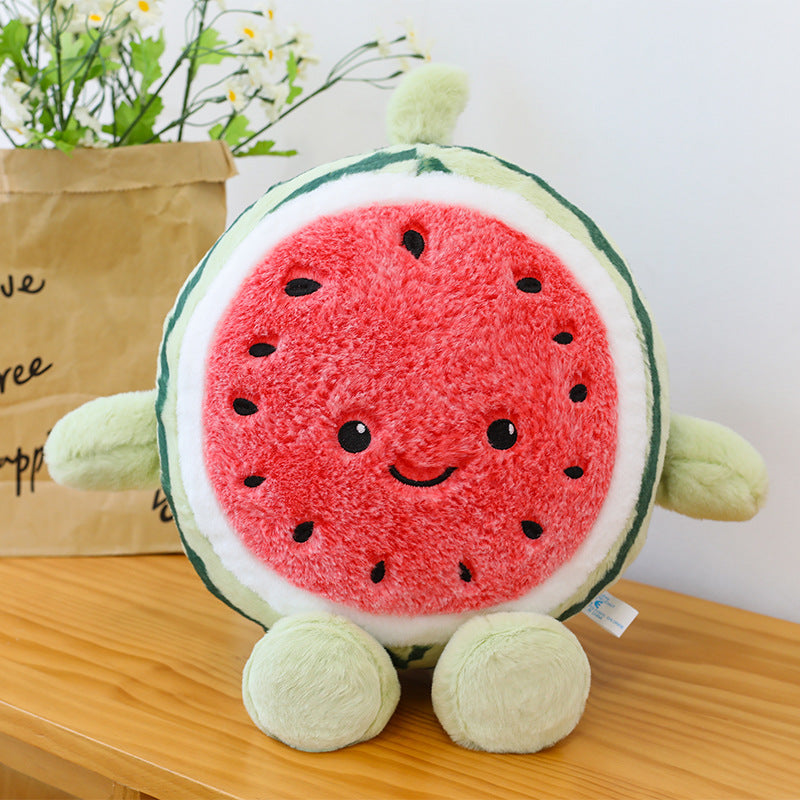Creative cute expression watermelon doll plush toy big watermelon doll home pillow children's soothing cloth