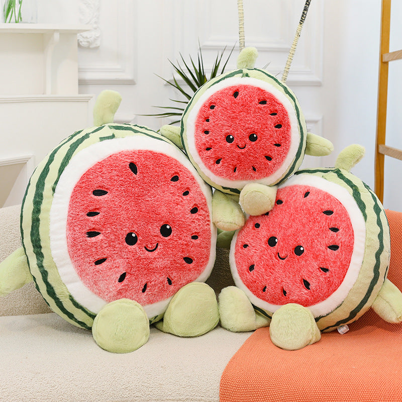 Creative cute expression watermelon doll plush toy big watermelon doll home pillow children's soothing cloth