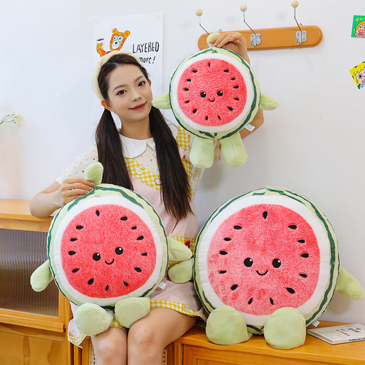 Creative cute expression watermelon doll plush toy big watermelon doll home pillow children's soothing cloth