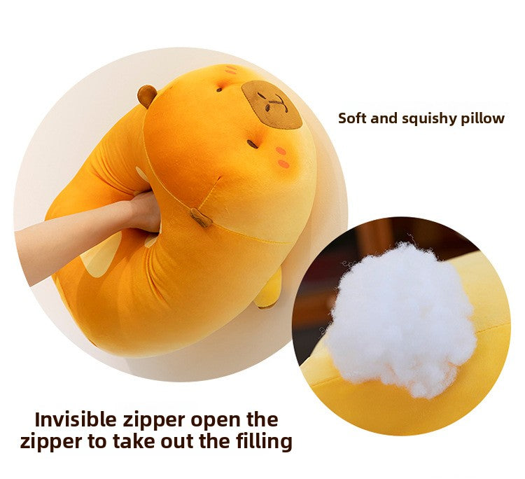 Invisible Zipper and Soft PP Cotton Filling of Bread Capybara Pillow