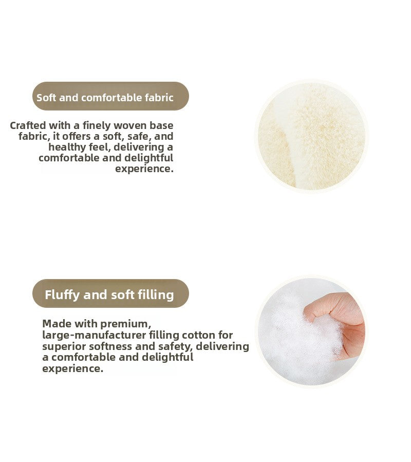 Close-up of soft plush fabric and fluffy premium filling cotton inside bunny plushie