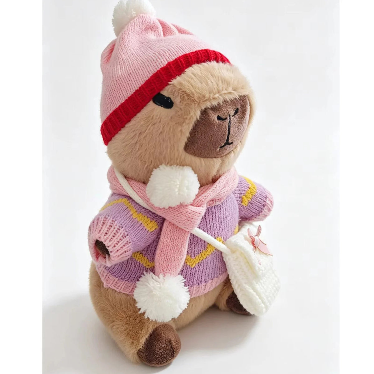 Kawaii Capybara Dress-Up Plush Toy Set with Removable Outfits & Bag Charms
