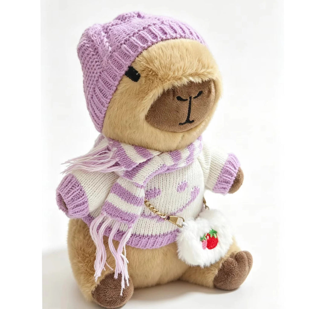 Kawaii Capybara Dress-Up Plush Toy Set with Removable Outfits & Bag Charms