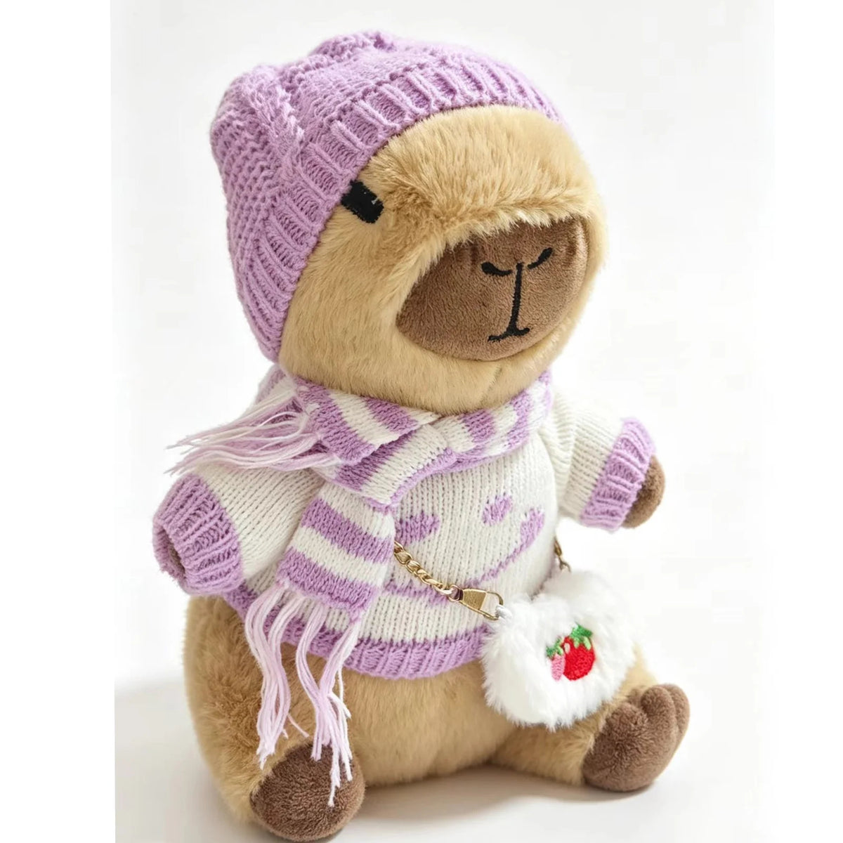 Kawaii Capybara Dress-Up Plush Toy Set with Removable Outfits & Bag Charms