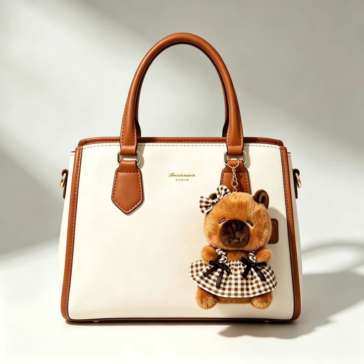 Adorable capybara stuffed pendant bag charm as handbag decoration