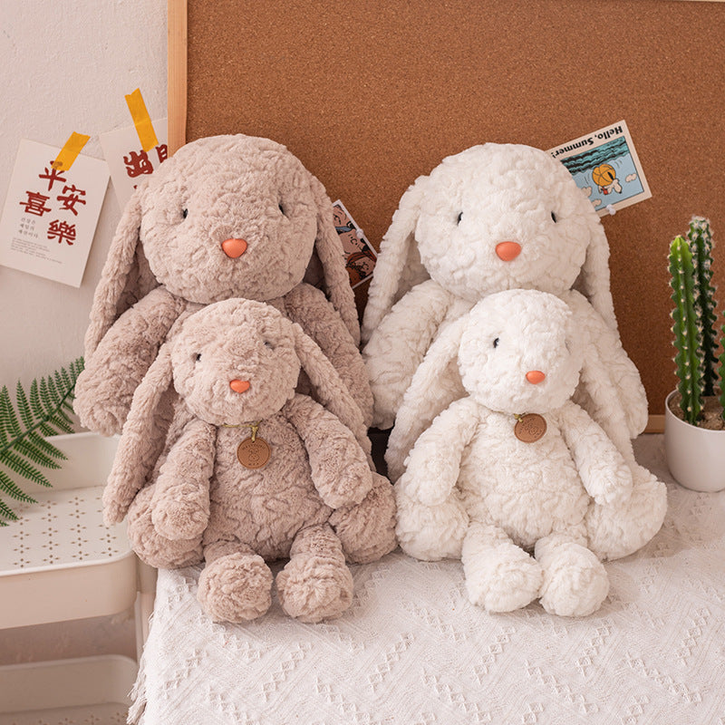 Multi-size stuffed bunny set, white & brown floppy ear bunny plush collection