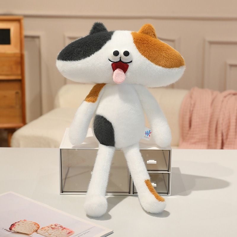  Soft fur tabby cat stuffed toy unique big head plush decor