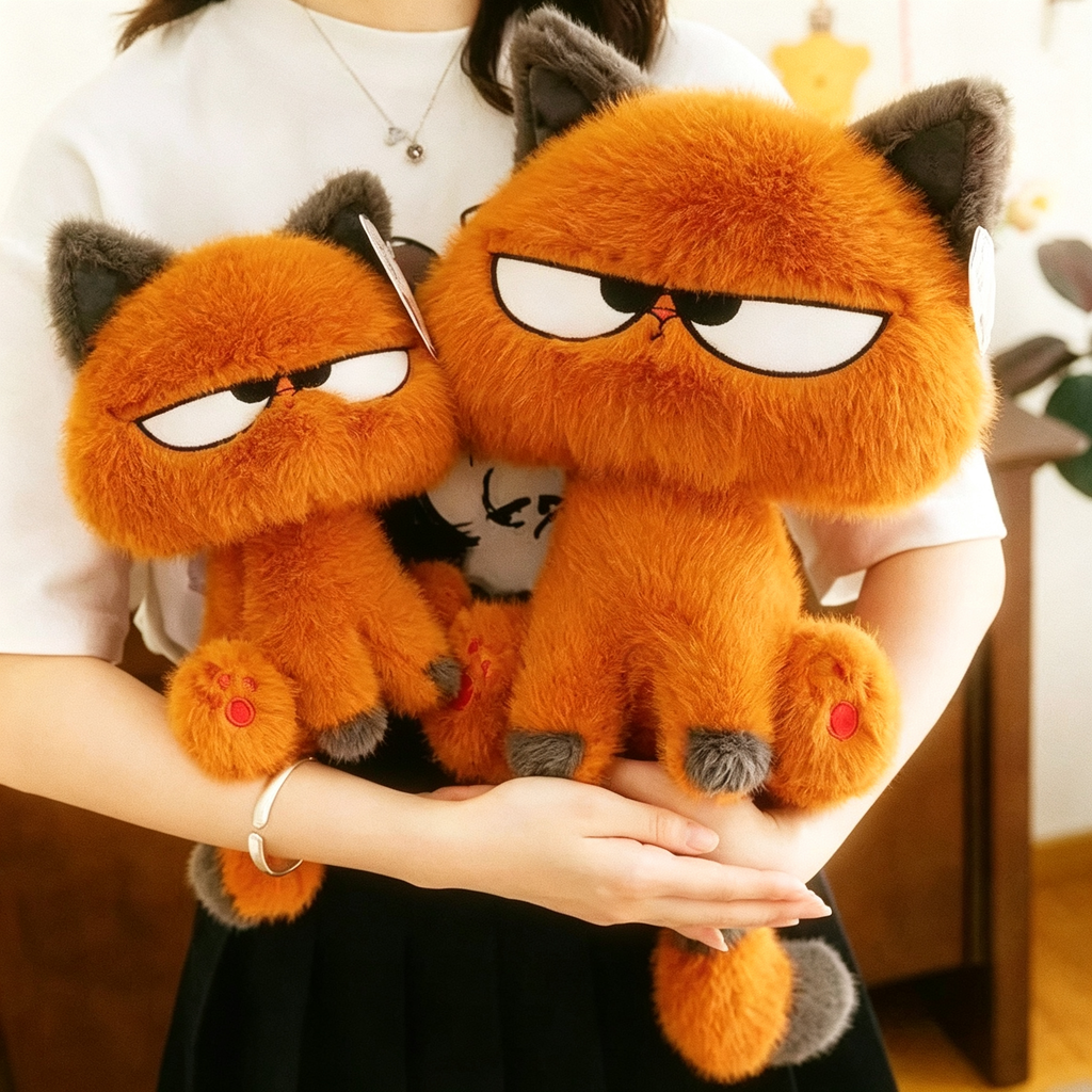 Funny Mad Orange Cat Plushie | Grumpy Face Stuffed Animal