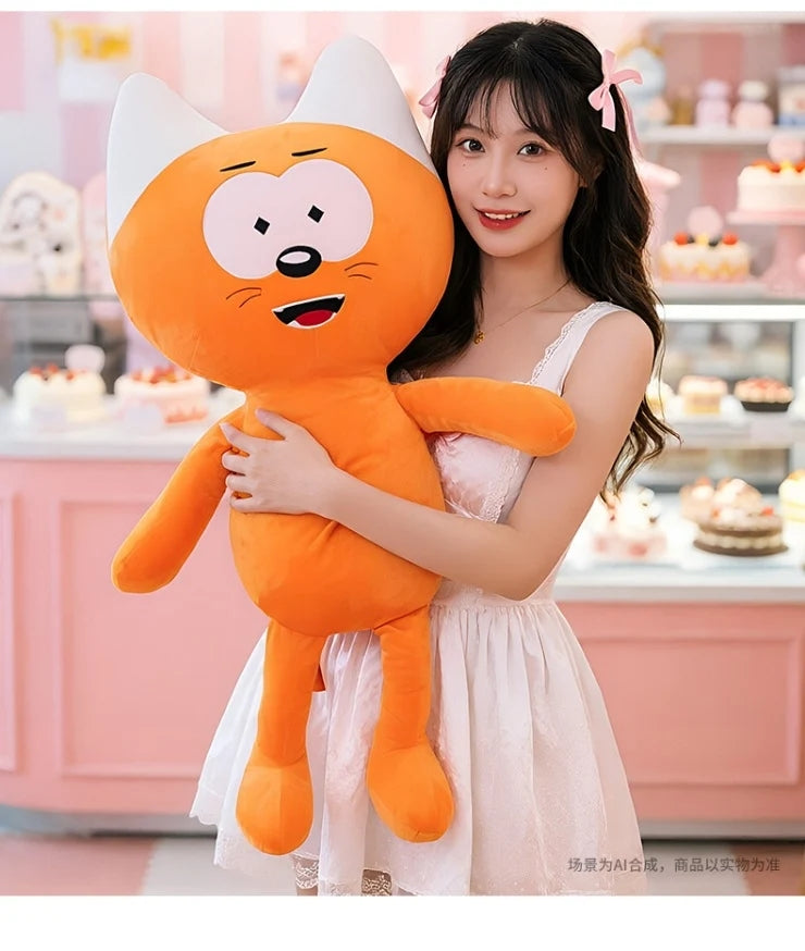  Funny quirky orange cat plush toy being held by a model as a cute gift