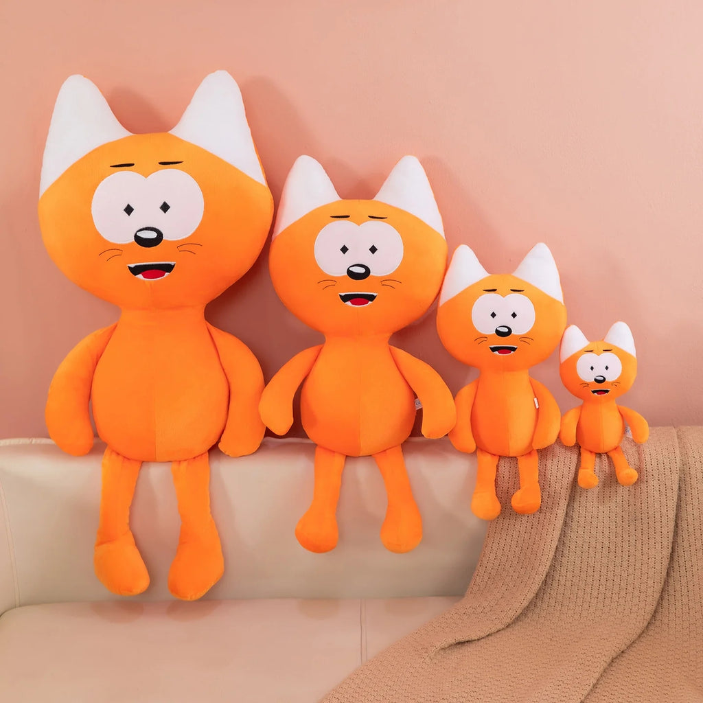  Funny quirky orange cat plush toy available in multiple sizes sitting together