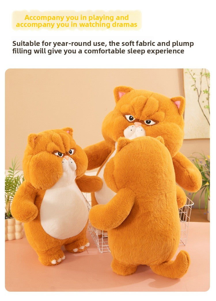  Back and Side Details of Chubby Orange Cat Plush Stuffed Toy