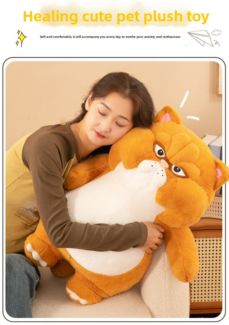 Healing Cute Orange Cat Plush Toy Hugging Pillow for Bedroom Decor