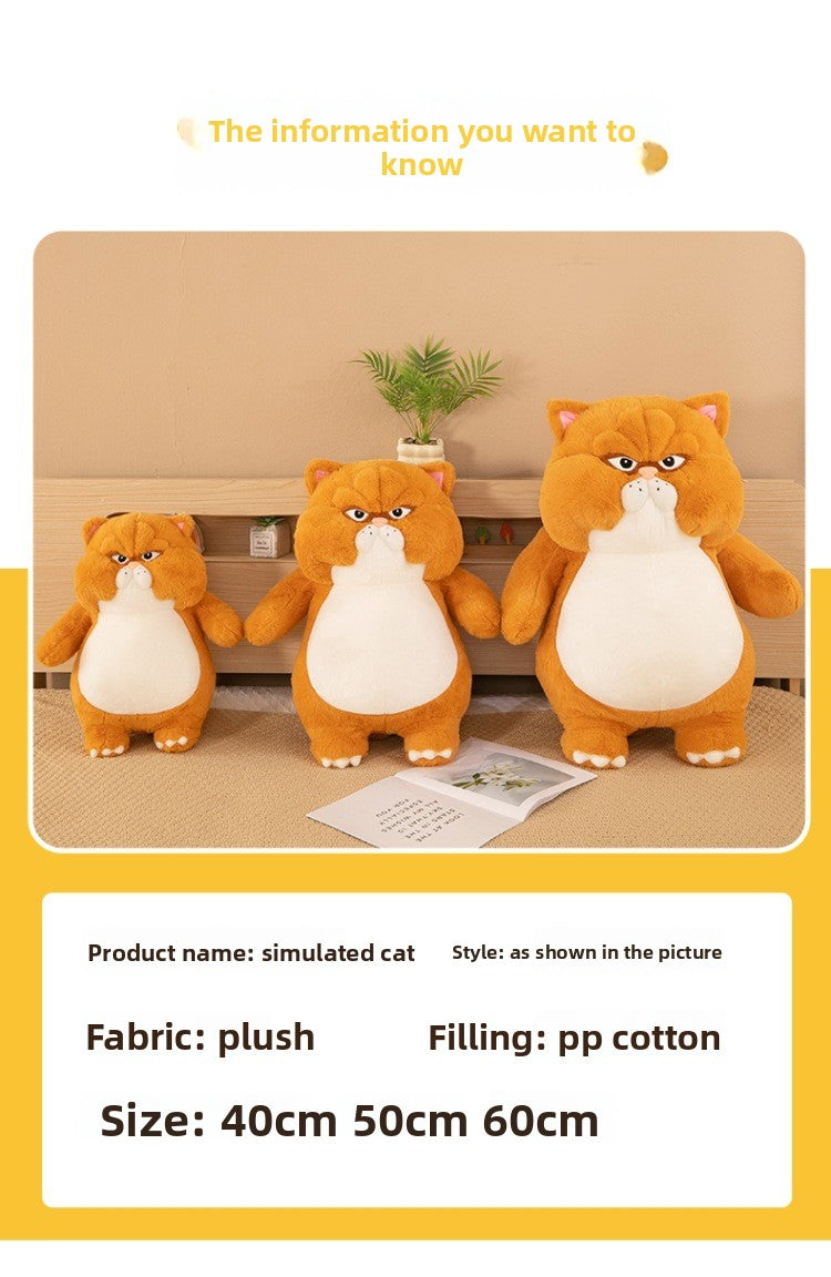 Product Specifications Fabric and Filling Info of Orange Cat Plush Pillow