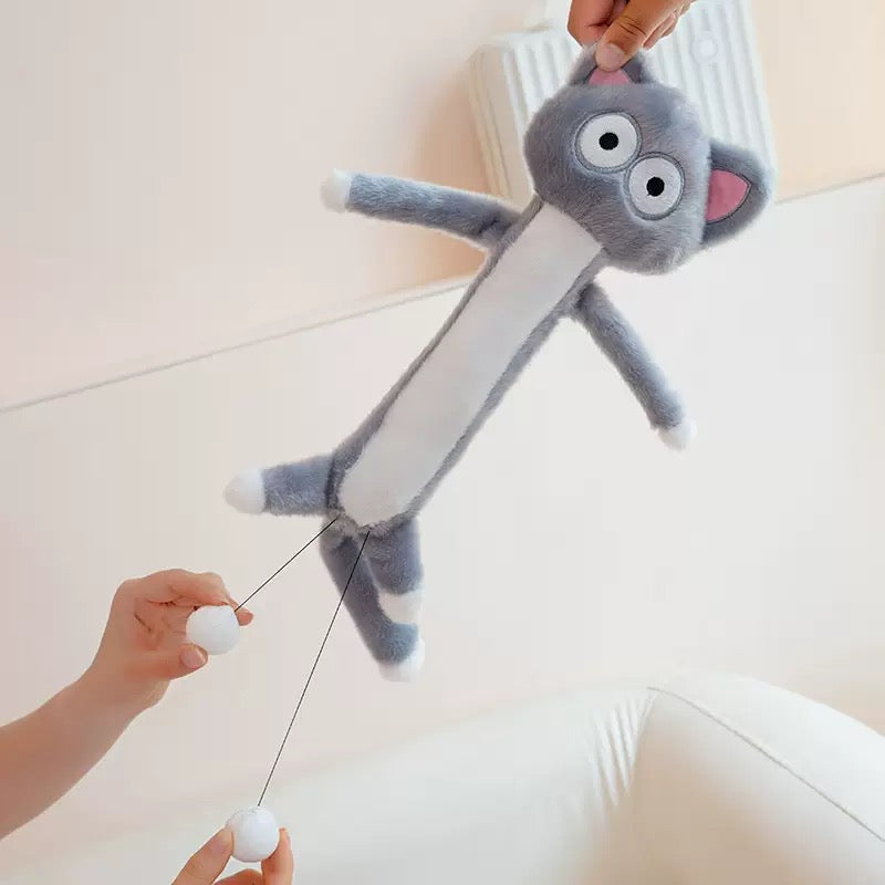  Funny grey cat plush toy showcasing humorous anatomical details and playful interactive design