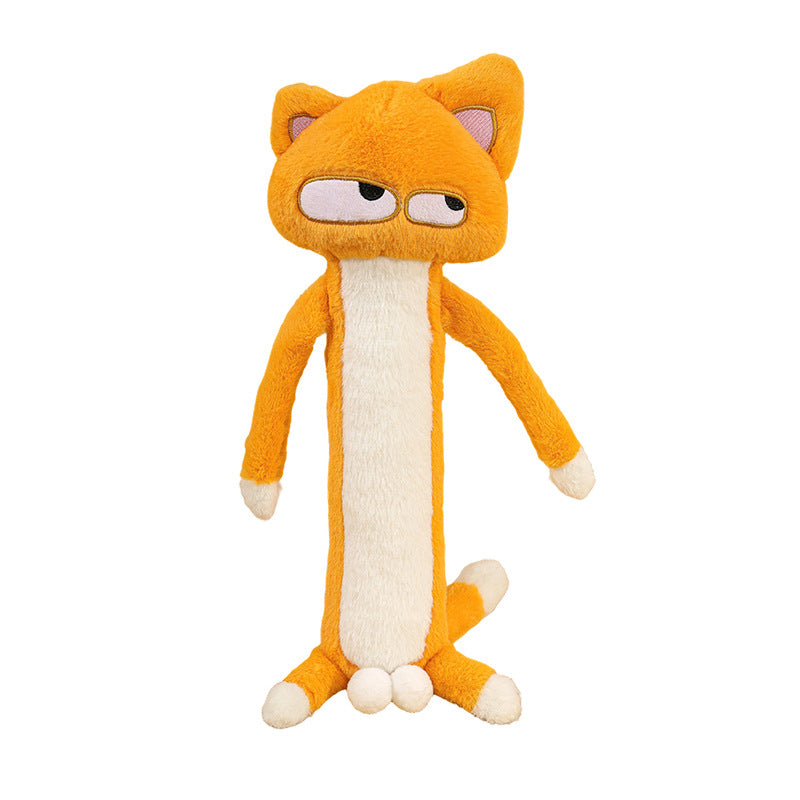 Funny quirky orange cat plush toy with humorous details and sassy expression from PlushAgent
