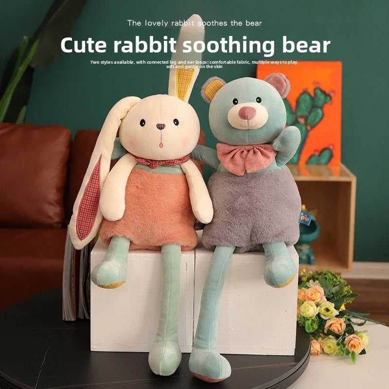 Pullable ears & legs stuffed bunny | bunny plush, 2 styles rabbit and bear plush set